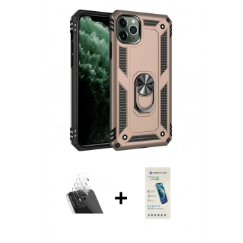 MARSİLYAN™- iPhone 11 Pro Kılıf Ahenk Klasik Koleksiyonu - Şeffaf Pasifik Cam Ekran Koruyucu + Kamera Lens Koruma Cam - SF