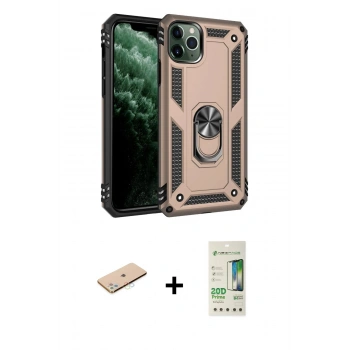 MARSİLYAN™- iPhone 11 Pro Kılıf Ahenk Klasik Koleksiyonu - Siyah 20D Premium Cam Ekran Koruyucu + Renkli Kamera Lens Koruma Cam - MI