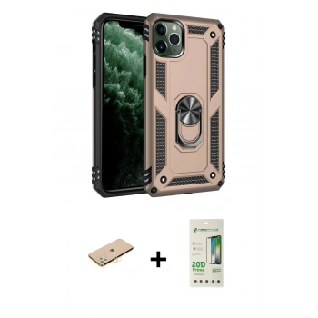 MARSİLYAN™- iPhone 11 Pro Kılıf Ahenk Klasik Koleksiyonu - Siyah 20D Premium Cam Ekran Koruyucu + Renkli Kamera Lens Koruma Cam - SI