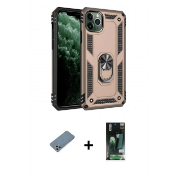 MARSİLYAN™- iPhone 11 Pro Kılıf Ahenk Klasik Koleksiyonu - Siyah 360 Mat Full Body Arka Koruyucu + Shine Kamera Lens Koruma Cam - GS
