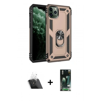 MARSİLYAN™- iPhone 11 Pro Kılıf Ahenk Klasik Koleksiyonu - Siyah 360 Mat Full Body Arka Koruyucu + Kamera Lens Koruma Cam - SF