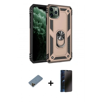 MARSİLYAN™- iPhone 11 Pro Kılıf Ahenk Klasik Koleksiyonu - Siyah 3D Antistatik Hayalet Cam Ekran Koruyucu + Shine Kamera Lens Koruma Cam - GD