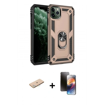 MARSİLYAN™- iPhone 11 Pro Kılıf Ahenk Klasik Koleksiyonu - Siyah 3D Antistatik Mat Seramik Nano Ekran Koruyucu + Renkli Kamera Lens Koruma Cam - MI