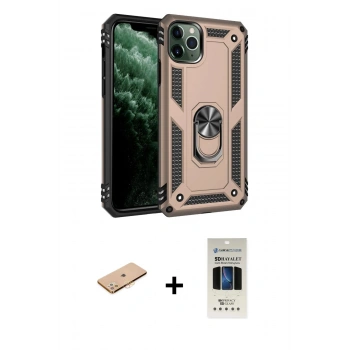 MARSİLYAN™- iPhone 11 Pro Kılıf Ahenk Klasik Koleksiyonu - Siyah 5D Hayalet Cam Ekran Koruyucu + Renkli Kamera Lens Koruma Cam - TU