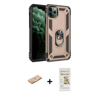 MARSİLYAN™- iPhone 11 Pro Kılıf Ahenk Klasik Koleksiyonu - Siyah Mat Seramik Nano Ekran Koruyucu + Renkli Kamera Lens Koruma Cam - TU