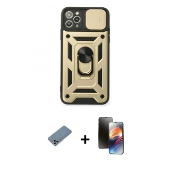 MARSİLYAN™- iPhone 11 Pro Kılıf Ahenk Klasik - Siyah 3D Antistatik Mat Seramik Nano Ekran Koruyucu + Shine Kamera Lens Koruma Cam - SABE