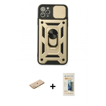 MARSİLYAN™- iPhone 11 Pro Kılıf Ahenk Klasik - Siyah 6D Mat Seramik Hayalet Nano Ekran Koruyucu + Renkli Kamera Lens Koruma Cam - PE