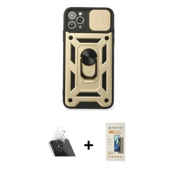 MARSİLYAN™- iPhone 11 Pro Kılıf Ahenk Klasik - Siyah 6D Mat Seramik Hayalet Nano Ekran Koruyucu + Kamera Lens Koruma Cam - SF