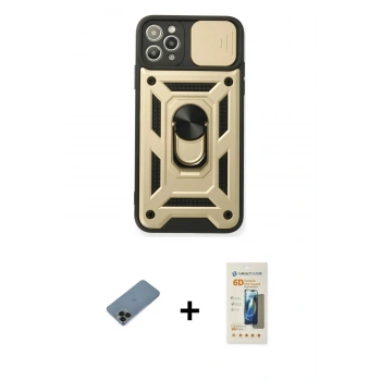 MARSİLYAN™- iPhone 11 Pro Kılıf Ahenk Klasik - Siyah 6D Mat Seramik Hayalet Nano Ekran Koruyucu + Shine Kamera Lens Koruma Cam - SH