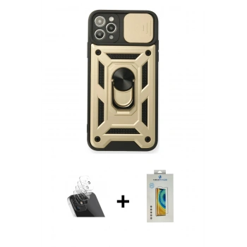MARSİLYAN™- iPhone 11 Pro Kılıf Ahenk Klasik - Siyah Polymer Nano Ekran Koruyucu + Kamera Lens Koruma Cam - SF
