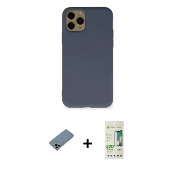 MARSİLYAN™- iPhone 11 Pro Kılıf Ahenk Serisi - Siyah 20D Premium Cam Ekran Koruyucu + Shine Kamera Lens Koruma Cam - GD