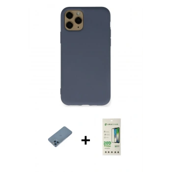 MARSİLYAN™- iPhone 11 Pro Kılıf Ahenk Serisi - Siyah 20D Premium Cam Ekran Koruyucu + Shine Kamera Lens Koruma Cam - MI