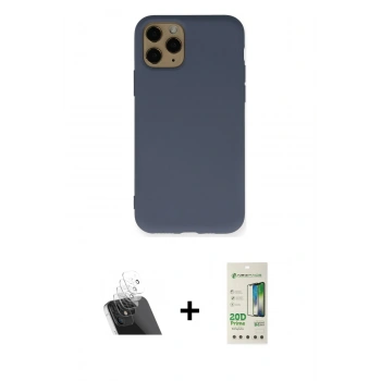 MARSİLYAN™- iPhone 11 Pro Kılıf Ahenk Serisi - Siyah 20D Premium Cam Ekran Koruyucu + Kamera Lens Koruma Cam - SF