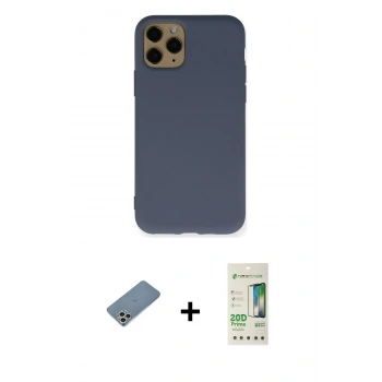 MARSİLYAN™- iPhone 11 Pro Kılıf Ahenk Serisi - Siyah 20D Premium Cam Ekran Koruyucu + Shine Kamera Lens Koruma Cam - GS