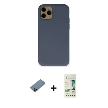 MARSİLYAN™- iPhone 11 Pro Kılıf Ahenk Serisi - Siyah 20D Premium Cam Ekran Koruyucu + Shine Kamera Lens Koruma Cam - GI