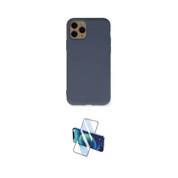 MARSİLYAN™- iPhone 11 Pro Kılıf Ahenk Serisi - Siyah 3D Antistatik Cam Ekran Koruyucu