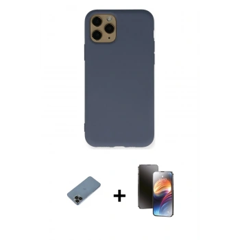MARSİLYAN™- iPhone 11 Pro Kılıf Ahenk Serisi - Siyah 3D Antistatik Mat Seramik Nano Ekran Koruyucu + Shine Kamera Lens Koruma Cam - SH