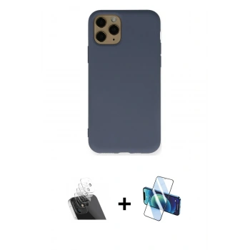 MARSİLYAN™- iPhone 11 Pro Kılıf Ahenk Serisi - Siyah 3D Antistatik Seramik Nano Ekran Koruyucu + Kamera Lens Koruma Cam - SF