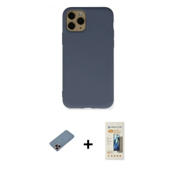 MARSİLYAN™- iPhone 11 Pro Kılıf Ahenk Serisi - Siyah 6D Mat Seramik Hayalet Nano Ekran Koruyucu + Shine Kamera Lens Koruma Cam - PE