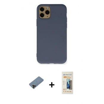 MARSİLYAN™- iPhone 11 Pro Kılıf Ahenk Serisi - Siyah 6D Mat Seramik Hayalet Nano Ekran Koruyucu + Shine Kamera Lens Koruma Cam - SH