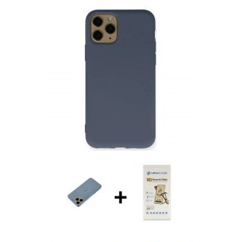 MARSİLYAN™- iPhone 11 Pro Kılıf Ahenk Serisi - Siyah Mat Seramik Nano Ekran Koruyucu + Shine Kamera Lens Koruma Cam - GD