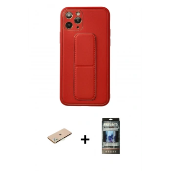 MARSİLYAN™- iPhone 11 Pro Kılıf Akış Doku - Siyah 34D Hayalet Izgaralı Cam + Renkli Kamera Lens Koruma Cam - YL