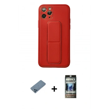 MARSİLYAN™- iPhone 11 Pro Kılıf Akış Doku - Siyah 34D Hayalet Izgaralı Cam + Shine Kamera Lens Koruma Cam - MI