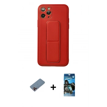 MARSİLYAN™- iPhone 11 Pro Kılıf Akış Doku - Siyah 34D Izgaralı Cam + Shine Kamera Lens Koruma Cam - PE