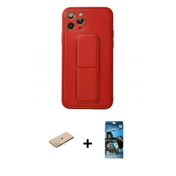 MARSİLYAN™- iPhone 11 Pro Kılıf Akış Doku - Siyah 34D Izgaralı Cam + Renkli Kamera Lens Koruma Cam - SI