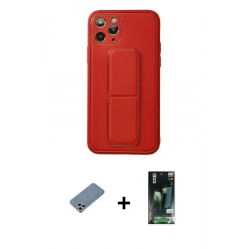 MARSİLYAN™- iPhone 11 Pro Kılıf Akış Doku - Siyah 360 Mat Full Body Arka Koruyucu + Shine Kamera Lens Koruma Cam - GS
