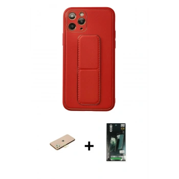 MARSİLYAN™- iPhone 11 Pro Kılıf Akış Doku - Siyah 360 Mat Full Body Arka Koruyucu + Renkli Kamera Lens Koruma Cam - PE