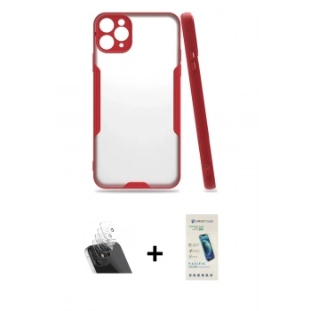 MARSİLYAN™- iPhone 11 Pro Kılıf Atlas Asil Serisi - Şeffaf Pasifik Cam Ekran Koruyucu + Kamera Lens Koruma Cam - SF