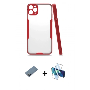 MARSİLYAN™- iPhone 11 Pro Kılıf Atlas Asil Serisi - Siyah 3D Antistatik Seramik Nano Ekran Koruyucu + Shine Kamera Lens Koruma Cam - SABE