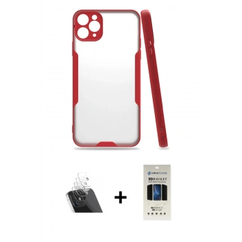 MARSİLYAN™- iPhone 11 Pro Kılıf Atlas Asil Serisi - Siyah 5D Hayalet Cam Ekran Koruyucu + Kamera Lens Koruma Cam - SF