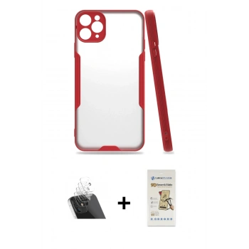 MARSİLYAN™- iPhone 11 Pro Kılıf Atlas Asil Serisi - Siyah Mat Seramik Nano Ekran Koruyucu + Kamera Lens Koruma Cam - SF