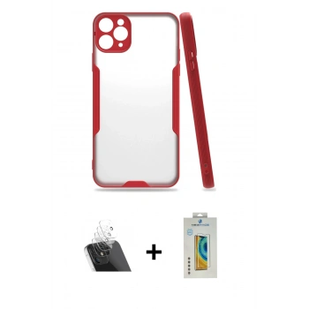 MARSİLYAN™- iPhone 11 Pro Kılıf Atlas Asil Serisi - Siyah Polymer Nano Ekran Koruyucu + Kamera Lens Koruma Cam - SF