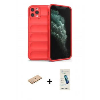 MARSİLYAN™- iPhone 11 Pro Kılıf Atlas Koleksiyonu - Şeffaf Pasifik Cam Ekran Koruyucu + Renkli Kamera Lens Koruma Cam - TU