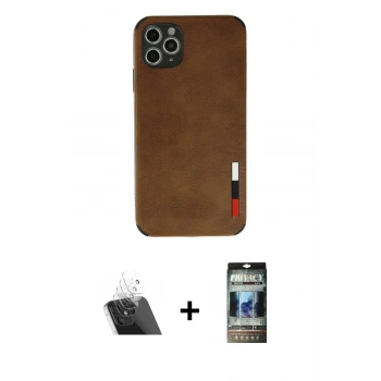 MARSİLYAN™- iPhone 11 Pro Kılıf Doruk Asil Koleksiyonu - Siyah 34D Hayalet Izgaralı Cam + Kamera Lens Koruma Cam - SF