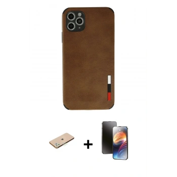 MARSİLYAN™- iPhone 11 Pro Kılıf Doruk Asil Koleksiyonu - Siyah 3D Antistatik Mat Seramik Nano Ekran Koruyucu + Renkli Kamera Lens Koruma Cam - YL