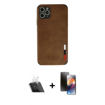 MARSİLYAN™- iPhone 11 Pro Kılıf Doruk Asil Koleksiyonu - Siyah 3D Antistatik Mat Seramik Nano Ekran Koruyucu + Kamera Lens Koruma Cam - SF
