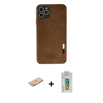 MARSİLYAN™- iPhone 11 Pro Kılıf Doruk Asil Koleksiyonu - Siyah Polymer Nano Ekran Koruyucu + Renkli Kamera Lens Koruma Cam - TU