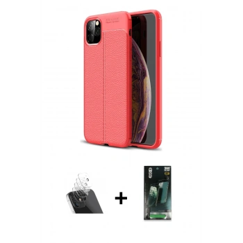 MARSİLYAN™- iPhone 11 Pro Kılıf Doruk Klasik Özel Seri - Şeffaf 360 Full Body Arka Koruyucu + Kamera Lens Koruma Cam - SF