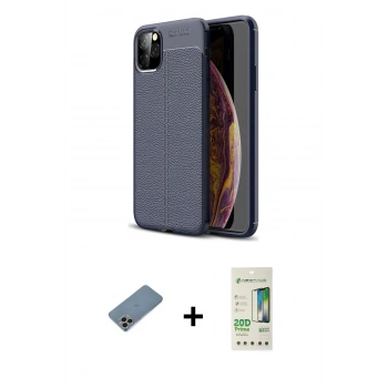 MARSİLYAN™- iPhone 11 Pro Kılıf Doruk Klasik Özel Seri - Siyah 20D Premium Cam Ekran Koruyucu + Shine Kamera Lens Koruma Cam - GI
