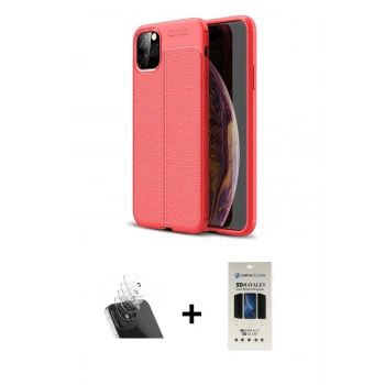 MARSİLYAN™- iPhone 11 Pro Kılıf Doruk Klasik Özel Seri - Siyah 5D Hayalet Cam Ekran Koruyucu + Kamera Lens Koruma Cam - SF