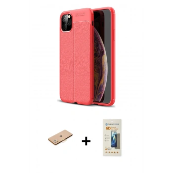 MARSİLYAN™- iPhone 11 Pro Kılıf Doruk Klasik Özel Seri - Siyah 6D Mat Seramik Hayalet Nano Ekran Koruyucu + Renkli Kamera Lens Koruma Cam - TU