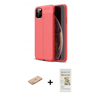 MARSİLYAN™- iPhone 11 Pro Kılıf Doruk Klasik Özel Seri - Siyah Mat Seramik Nano Ekran Koruyucu + Renkli Kamera Lens Koruma Cam - TU
