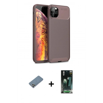 MARSİLYAN™- iPhone 11 Pro Kılıf Eksen Form Prime - Şeffaf 360 Full Body Arka Koruyucu + Shine Kamera Lens Koruma Cam - GS