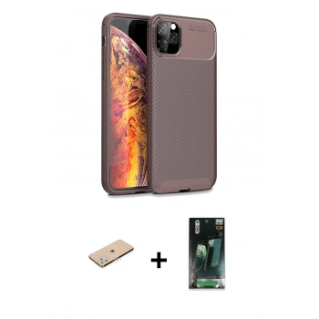 MARSİLYAN™- iPhone 11 Pro Kılıf Eksen Form Prime - Şeffaf 360 Full Body Arka Koruyucu + Renkli Kamera Lens Koruma Cam - YL