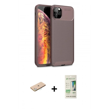 MARSİLYAN™- iPhone 11 Pro Kılıf Eksen Form Prime - Siyah 20D Premium Cam Ekran Koruyucu + Renkli Kamera Lens Koruma Cam - MI