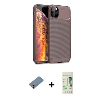 MARSİLYAN™- iPhone 11 Pro Kılıf Eksen Form Prime - Siyah 20D Premium Cam Ekran Koruyucu + Shine Kamera Lens Koruma Cam - PE